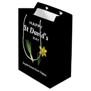 Happy St David's Day Dydd Gŵyl Dewi Hapus 4 Medium Gift Bag