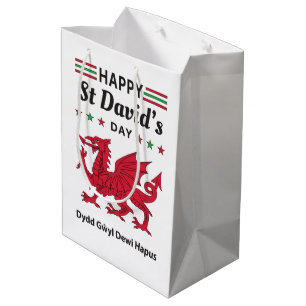 Happy St David's Day Dydd Gŵyl Dewi Hapus 5 Medium Gift Bag