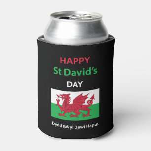 Happy St David's Day Dydd Gŵyl Dewi Hapus Can Cooler