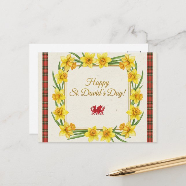 Happy St. David's Day Postcard (Front/Back In Situ)