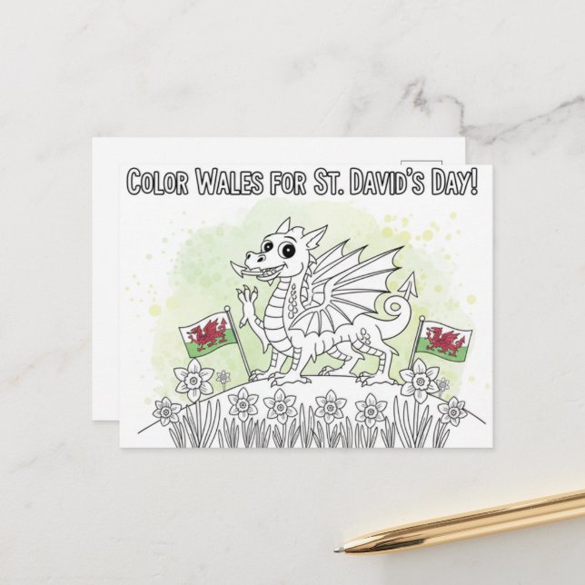 Happy St. David's Day Postcard (Front/Back In Situ)
