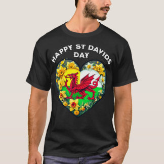 Happy St Davids Day Welsh Wales flag daffodils T-Shirt