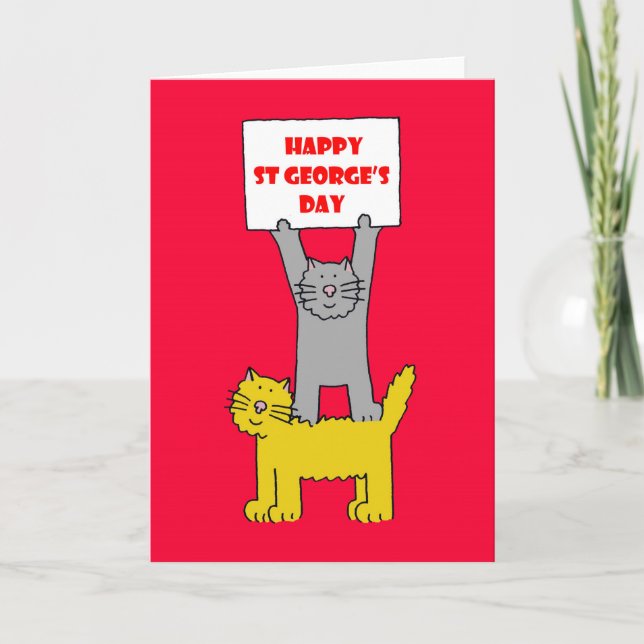 Happy St George's Day Cartoon Cats Card (Front)