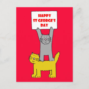 Happy St George's Day Cartoon Cats Postcard