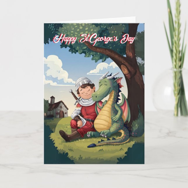 Happy St.George's Day Saint George and the Dragon Card (Front)