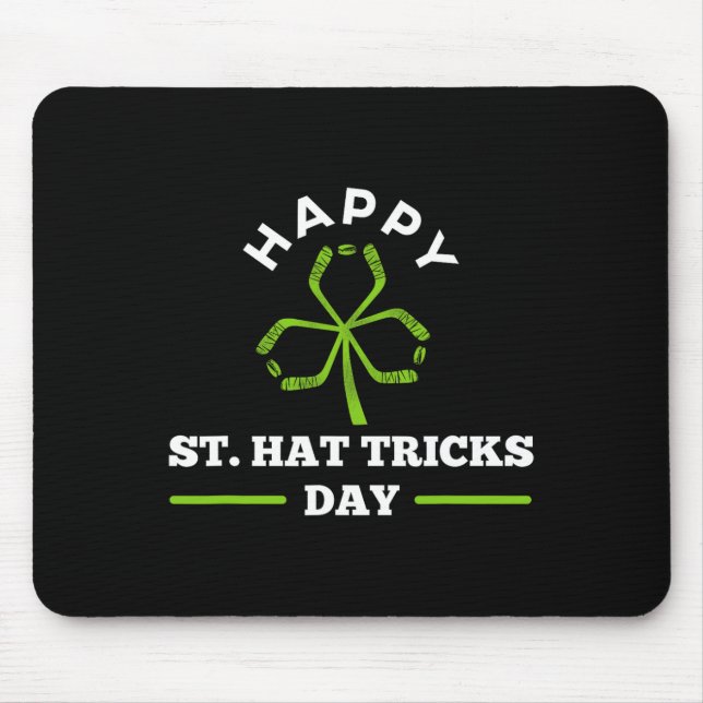 Happy St. Hat Tricks Day Hockey Sticks Shamrock  Mouse Mat (Front)