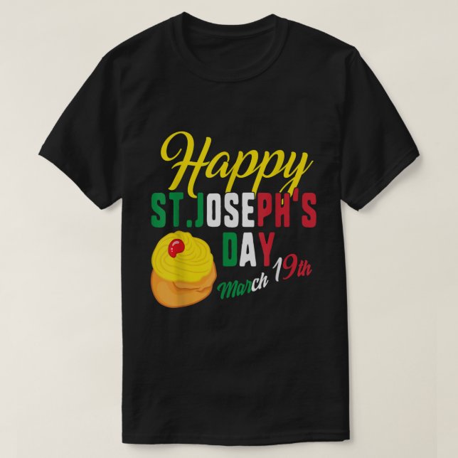Happy St Josephs Day Jesus Catholic Religious Marc T-Shirt (Design Front)