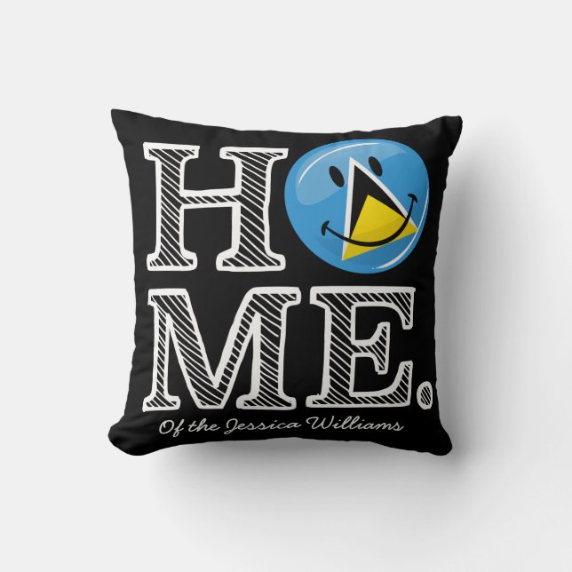 Happy St. Lucian Flag House Warmer Cushion (Front)
