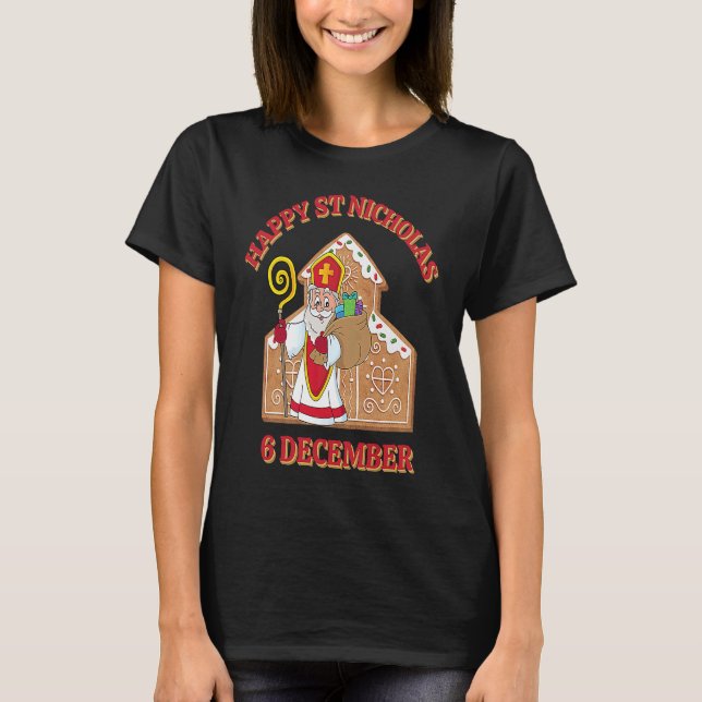 Happy St Nicholas 6 December Christmas T-Shirt (Front)