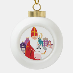 Happy St. Nicholas Day Ceramic Ball Christmas Ornament
