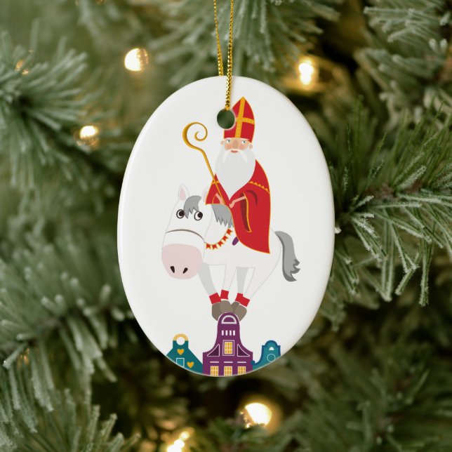Happy St. Nicholas Day Greeting Ceramic Tree Decoration (Tree)