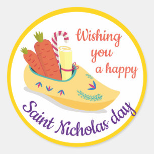 Happy St. Nicholas Day Greeting, Sinterklaas eve Classic Round Sticker