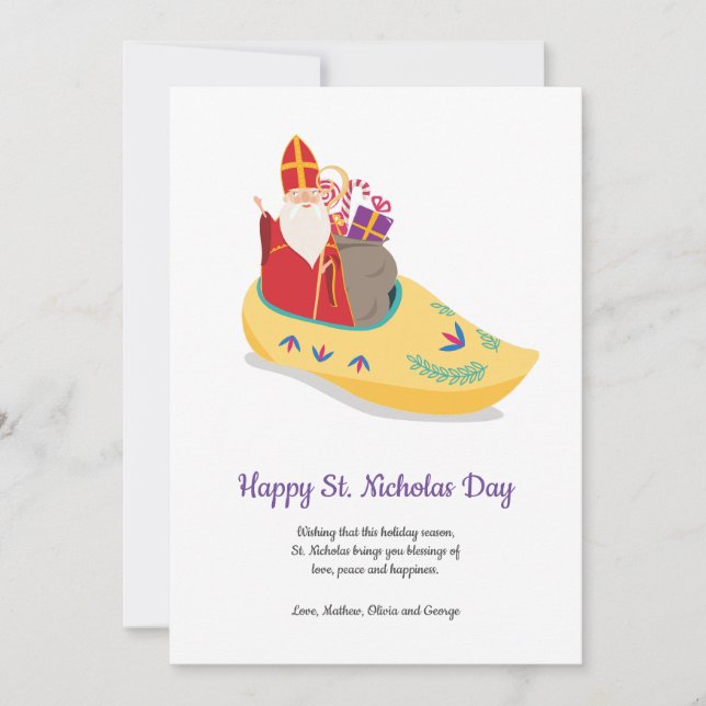 Happy St Nicholas Nicolas Klaas Klaus Greeting Holiday Card (Front)