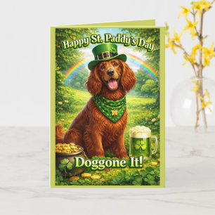 Happy St. Paddy's Day Cute Irish Setter  Card
