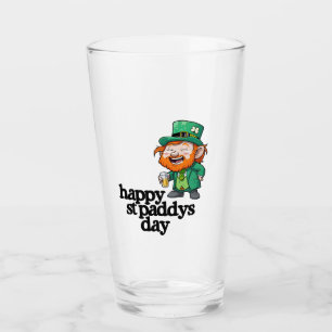 Happy St. Paddys Day Laughing Leprechaun Beer Glass