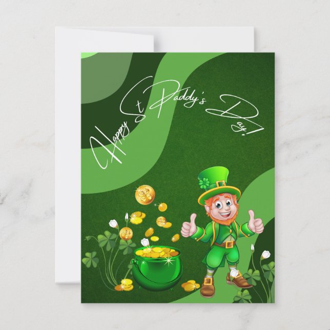 Happy St Paddy's Day Leprechaun Holiday Card (Front)