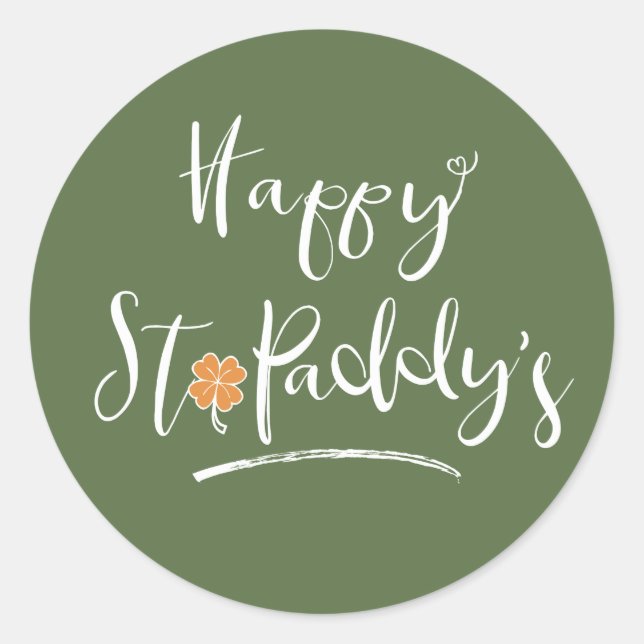 Happy St. Paddy's Orange Shamrock ID336 Classic Round Sticker (Front)