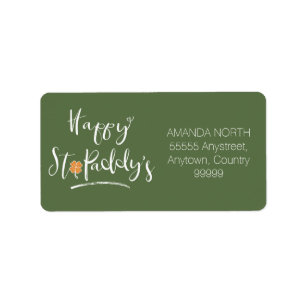 Happy St. Paddy's Orange Shamrock ID336 Label