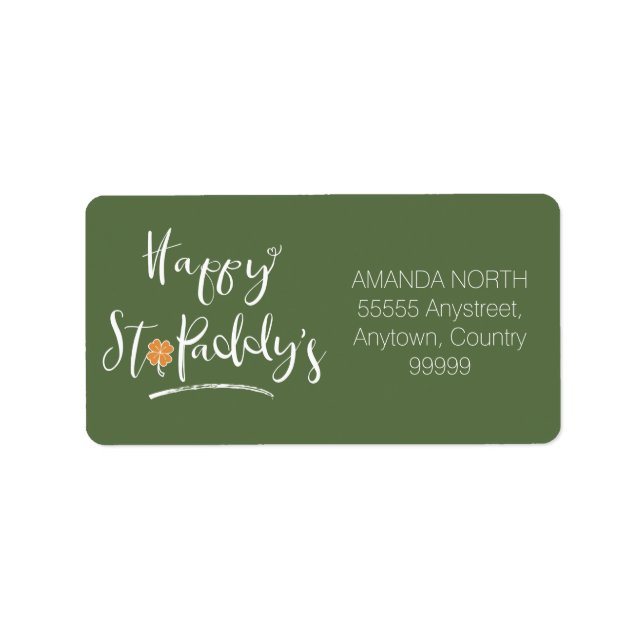 Happy St. Paddy's Orange Shamrock ID336 Label (Front)