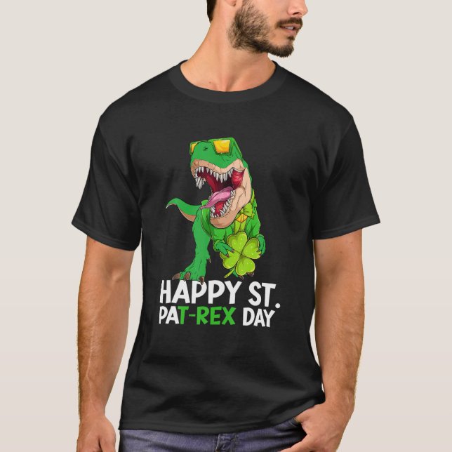 Happy St PARex Dinosaur Saint Patrick's Day For Bo T-Shirt (Front)