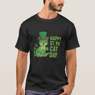 Happy St Pat Cat Day Meow Irish Leprechaun Cat Mas T-Shirt