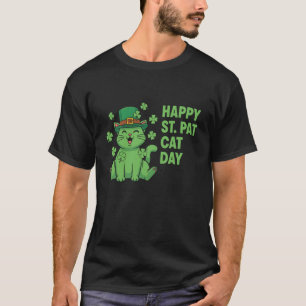 Happy St Pat Cat Day Meow Irish Leprechaun Cat Mas T-Shirt