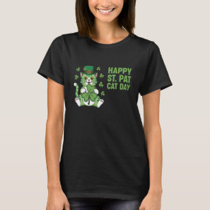 Happy St Pat Cat Day Meow Irish Leprechaun Cat Mas T-Shirt
