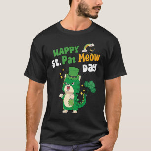 Happy St Pat Meow Day Lucky Shamrock Cat Cats T-Shirt