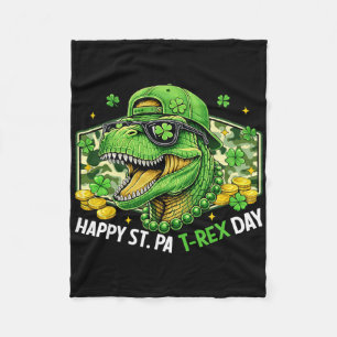 Happy St Pat-rex Day Dinosaur Camo St Patricks Day Fleece Blanket