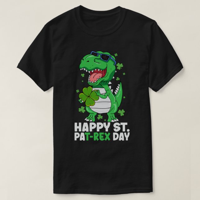 Happy St PaT-Rex Day Dinosaur St Patricks Day Boys T-Shirt (Design Front)