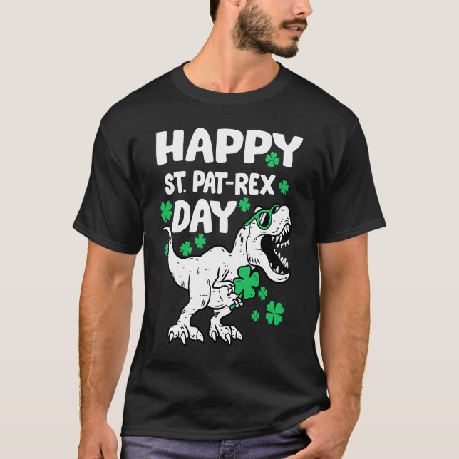 Happy St Pat Rex Day Dinosaur St Patricks Day Iris T-Shirt (Front)
