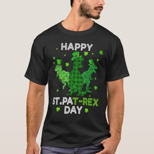 Happy St PAT-Rex Day Green Lucky Shamrock St Patri T-Shirt (Front)