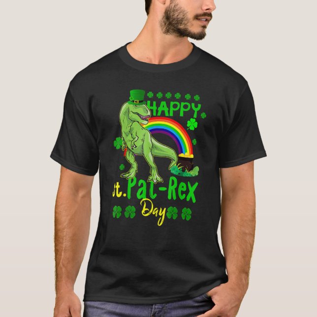 Happy St Pat Rex Day Saint Patricks Day Dino Tyran T-Shirt (Front)