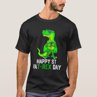 Happy St Pat Rex Patrick's Day Funny Dinosaur Boys T-Shirt