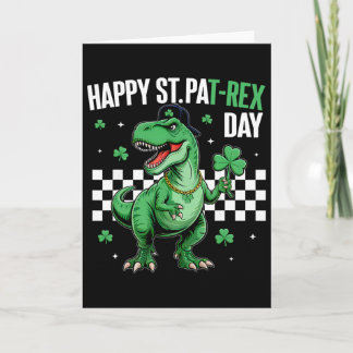 Happy St Pat T-rex Day Boys Kids Dinosaur St Patri Card