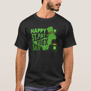 Happy St Pat T Rex Saint Patrick's Day Dinosaur Bo T-Shirt