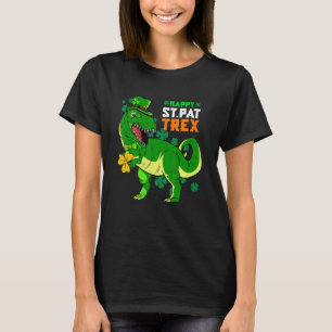 Happy St Pat T Rex Saint Patrick's Day Dinosaur Bo T-Shirt