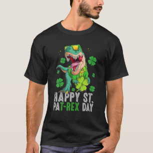 Happy St Pat T Rex Saint Patrick's Day Dinosaur Bo T-Shirt