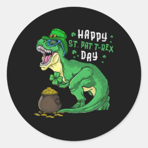 Happy St Pat Trex Day Dino St Patricks Day Toddler Classic Round Sticker