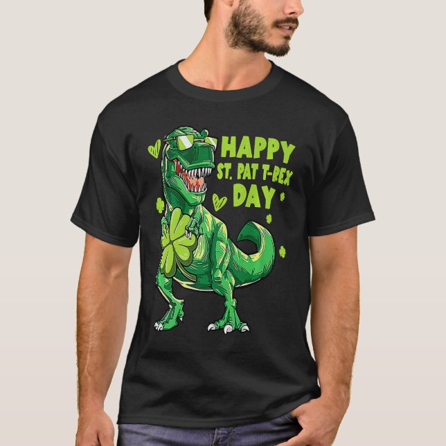 Happy St Pat Trex Day Dino St Patricks Day Toddler T-Shirt (Front)