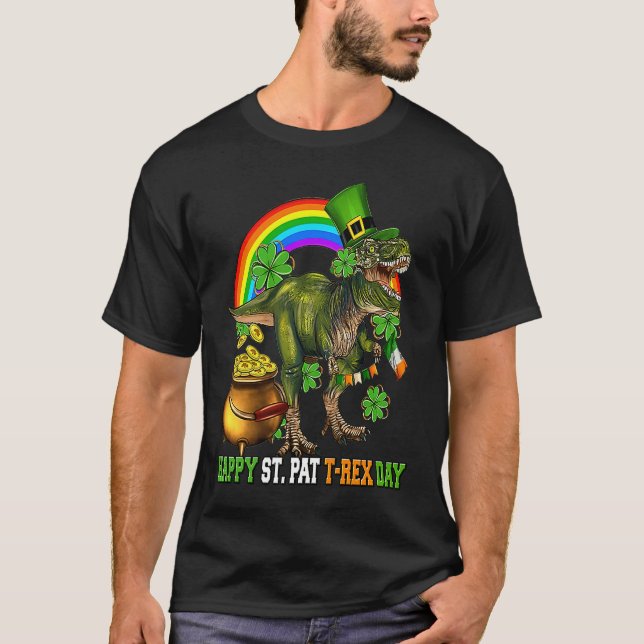Happy St Pat Trex Day Dino St Patricks Day Toddler T-Shirt (Front)