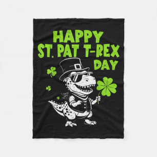 Happy st pat trex day dinosaur for kids boy st fleece blanket