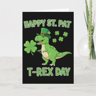 Happy St Pat Trex Day Funny Dinosaur Shamrock Luck Card