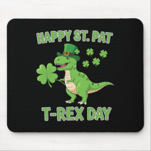 Happy St Pat Trex Day Funny Dinosaur Shamrock Luck Mouse Mat
