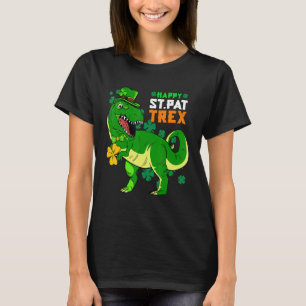Happy St Pat Trex Day Saint Patrick Dinosaur Boys  T-Shirt