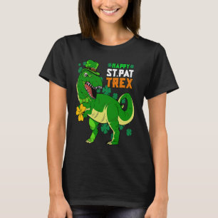 Happy St Pat Trex Day Saint Patrick Dinosaur Boys T-Shirt