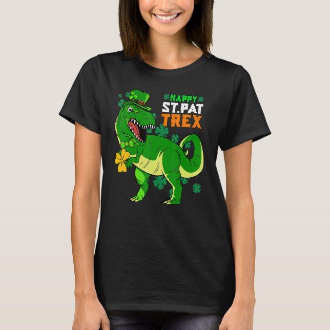 Happy St Pat Trex Day Saint Patrick Dinosaur Boys  T-Shirt (Front)