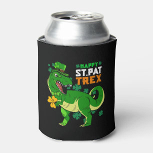 Happy St Pat Trex Day Saint Patricks Dinosaur Can Cooler