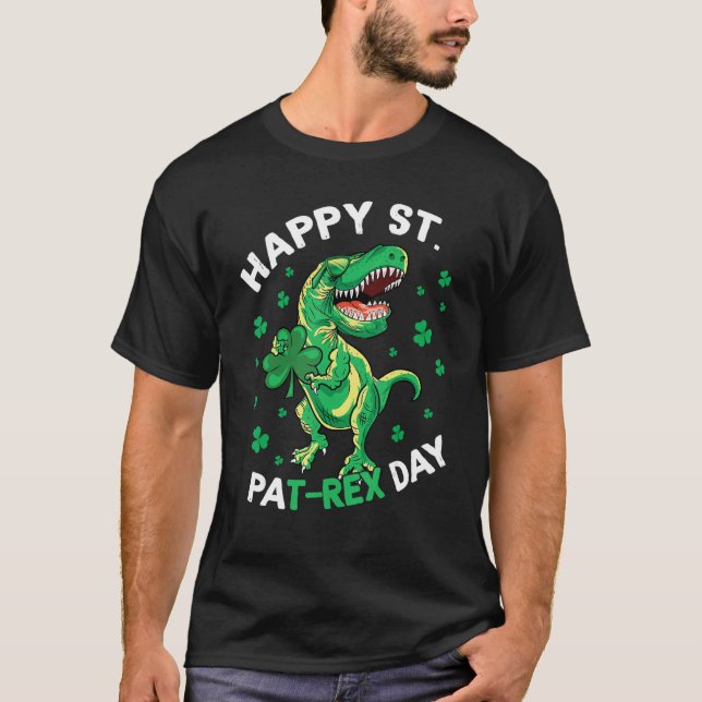 Happy St Patrex Day Funny Irish T-Rex Saint Patric T-Shirt (Front)
