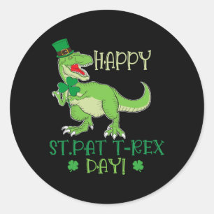 Happy St Patrex Day Pat T-rex Dino Irish Pat Trex Classic Round Sticker